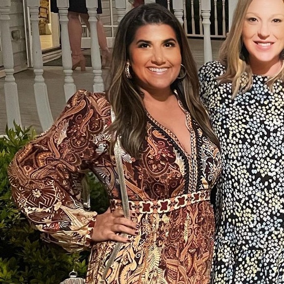 Anthropologie Bhanuni by Jyoti Patterned Maxi Dress 12P Brown EUC - Picture 3 of 3